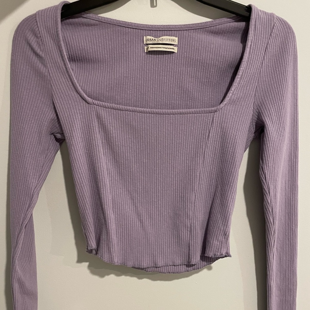 Urban outfitters purple long sleeve fitted shirt, corset style with square neck